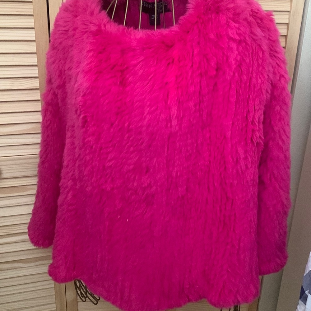 Genuine sheared rabbit cape. 39” wide at the widest 20” dress up or down